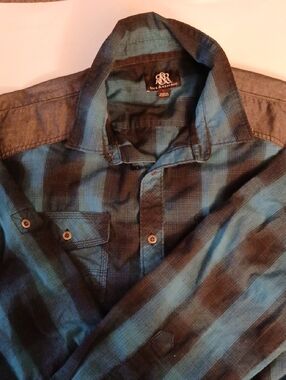Rock & Republic Blue and Black Plaid Shirt